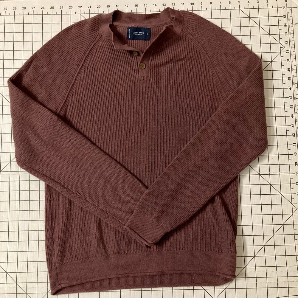 Lucky Brand Men’s Medium‎ Reddish-Brown Henley Sweater